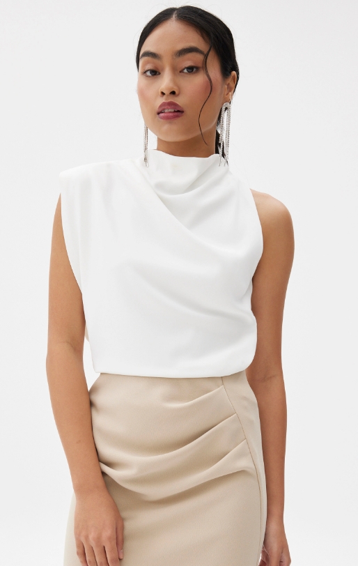 Asymmetric Drape Blouse - Image 4