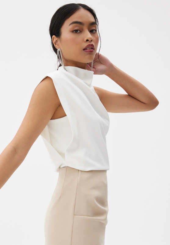 Asymmetric Drape Blouse - Image 3