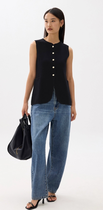 Tailored Long Knit Vest - Image 4