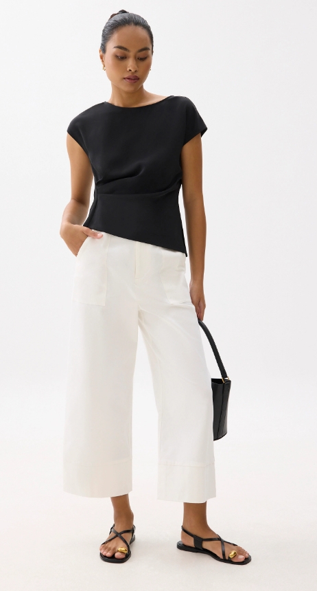 Boat Neck Drape Blouse