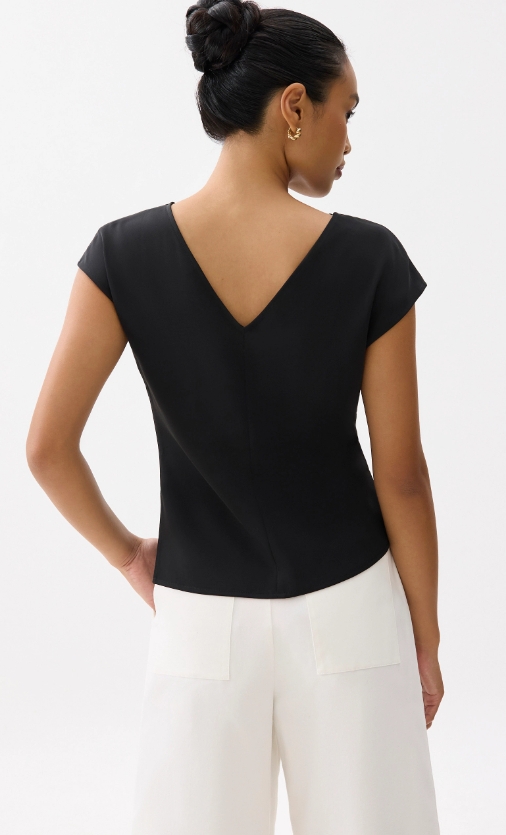 Boat Neck Drape Blouse - Image 2