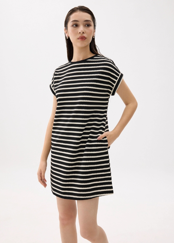 Striped Jersey Shift Mini Dress - Image 4