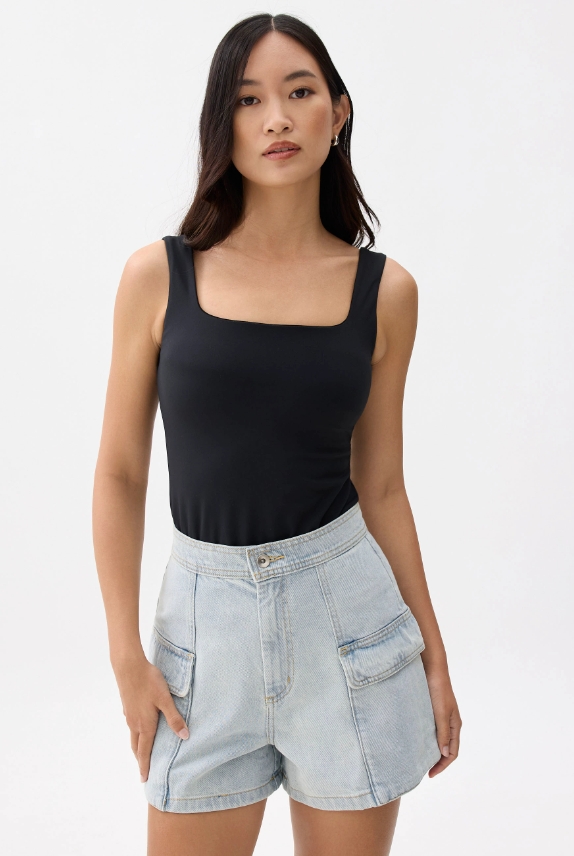 Denim High Waist A-line Shorts - Image 4
