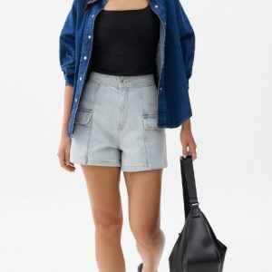 Denim High Waist A-line Shorts