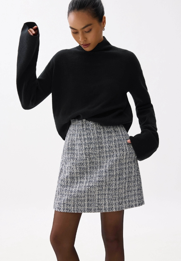 Elastic Tweed Mini Skirt - Image 4