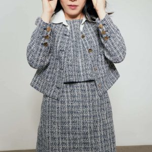 Elastic Tweed Mini Skirt