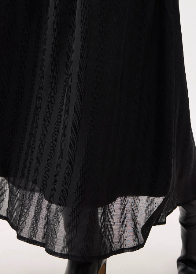 Elastic High Waist Crinkled Flare Maxi Skirt - Image 2